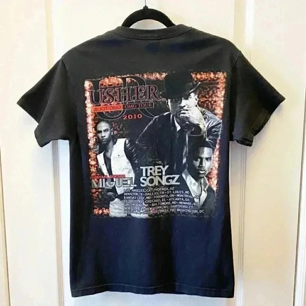 Usher 2010 OMG Concert Tour Graphic Print Band T-shirt Black Size Small - Picture 4 of 16